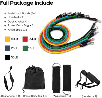 11-in-1 Home Gym Resistance Bands | Portable Fitness Training Set